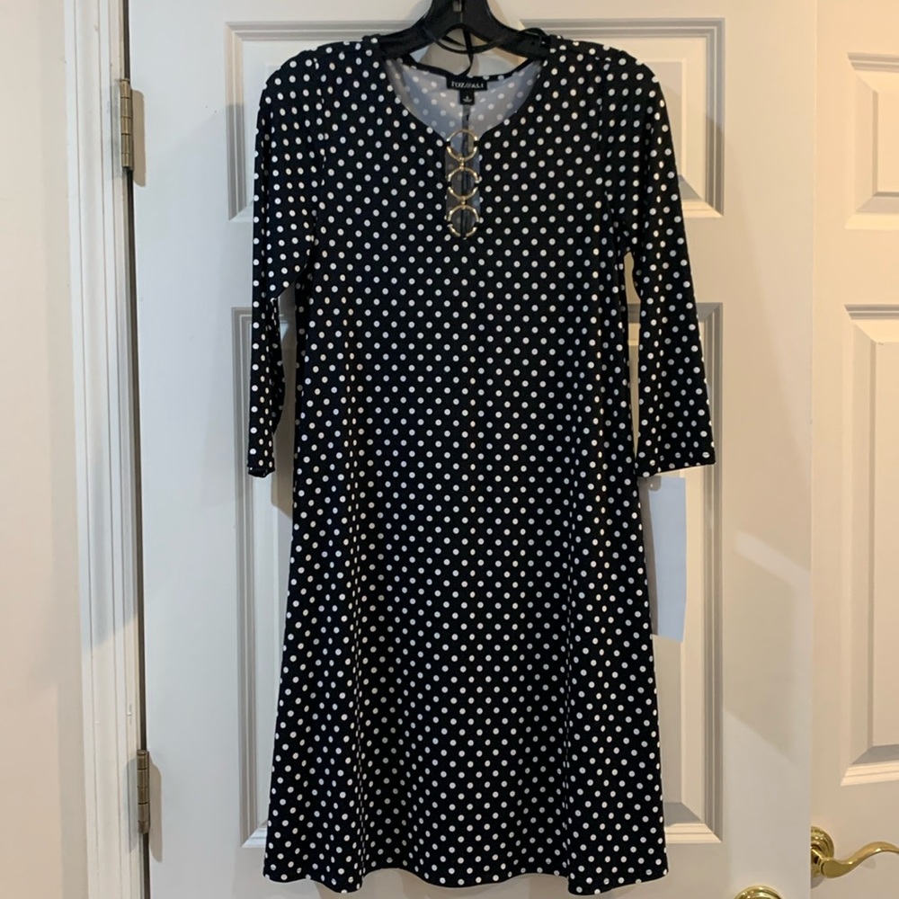 NEW -- FLASH SALE! Chic Polka Dot Dress with Gold Accent -- Small by Roz & Ali
